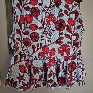 eShakti Red and White Floral Midi Skirt